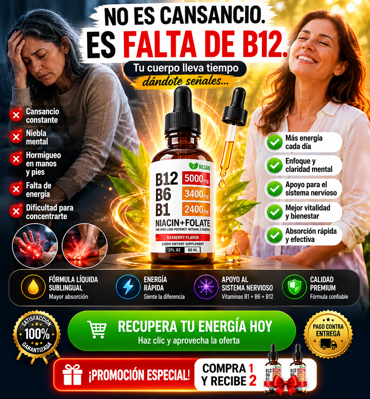 Vitamina B12 Líquida Sublingual Premium – Energía, Enfoque y Bienestar Diario