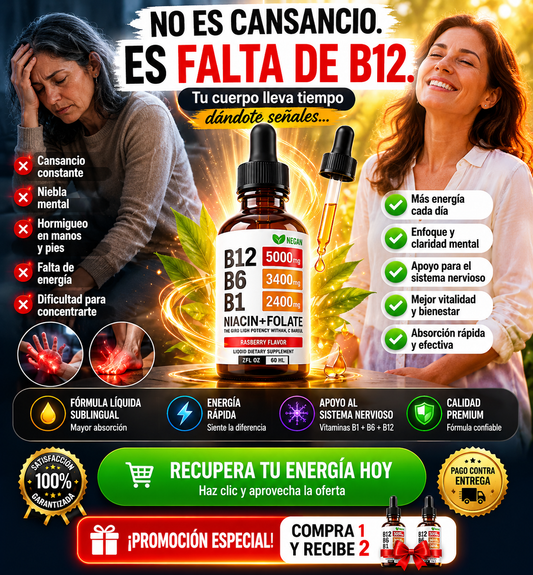 Vitamina B12 Líquida Sublingual Premium – Energía, Enfoque y Bienestar Diario